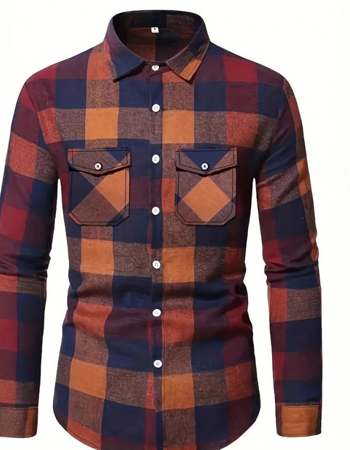 Mens Stylish Long-Sleeve Lapel Shirt