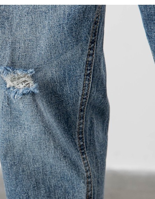 Light-colored Jeans Men's Loose Straight Ripped Leisure Tapered Stretch