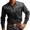Mens Stylish Western-style Long-sleeve Shirt Top