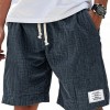 Fashionable Drawstring Textured Solid-Colored Shorts Beach Pants