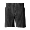 Draping Effect Elastic Waist Tie Hole Mesh Casual Pleated Shorts