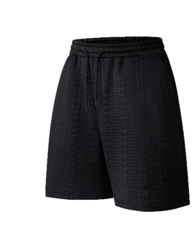 Solid-color Cable-knit Jacquard Casual Loose-fitting Versatile Shorts