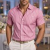 Men's Short-Sleeve Striped Printed Shirt