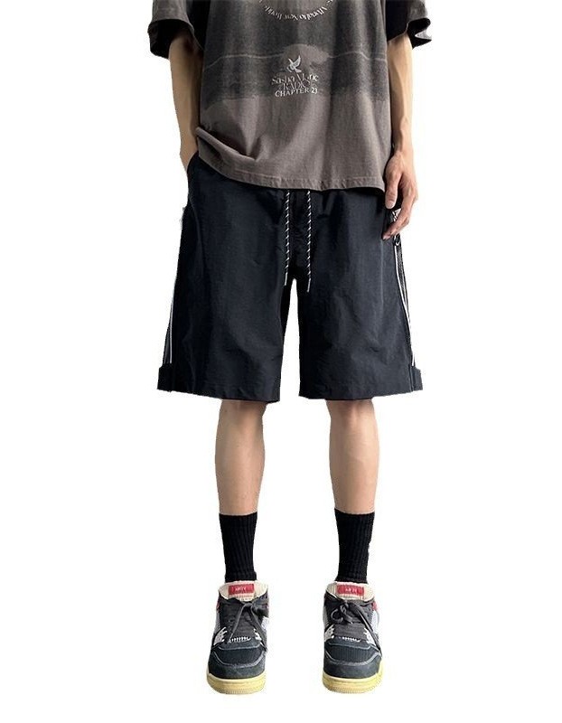 Waterproof Cargo Shorts Mens Loose Cropped Trousers