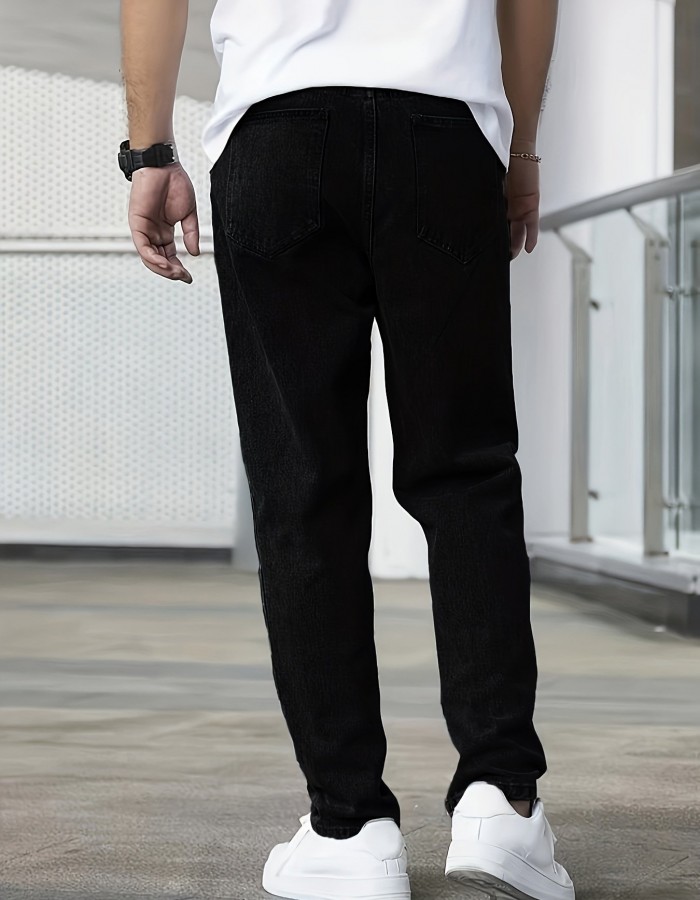 Men's Black Trend Simple All-matching Jeans Fashion Personality