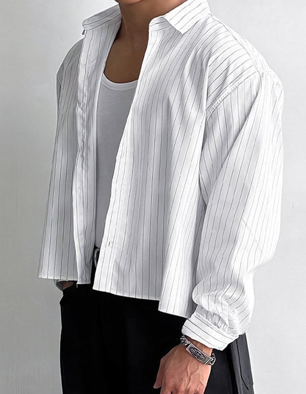Men's Loose-Fitting All-Match Long-Sleeve Striped Shirt