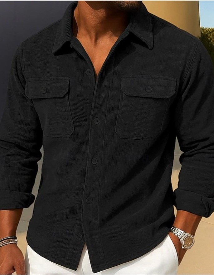 Mens Loose-fit Corduroy Shirt-coat