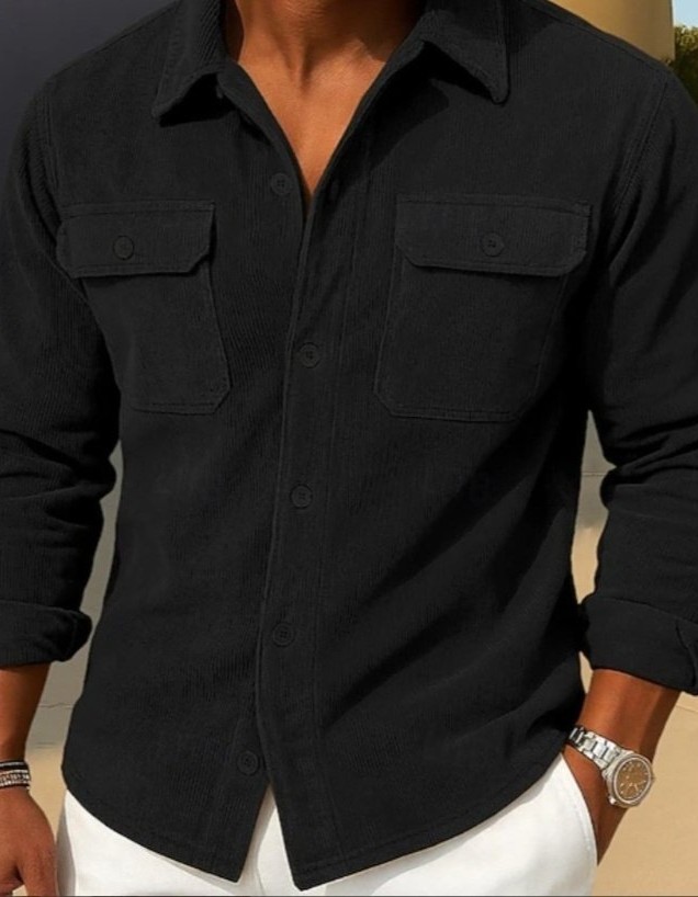 Mens Loose-fit Corduroy Shirt-coat