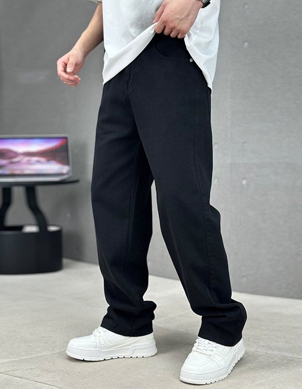 Fashion Pockets Jeans Men's Wide-leg Straight Trousers Versatile Casual Long Pants Streetwear Clothing