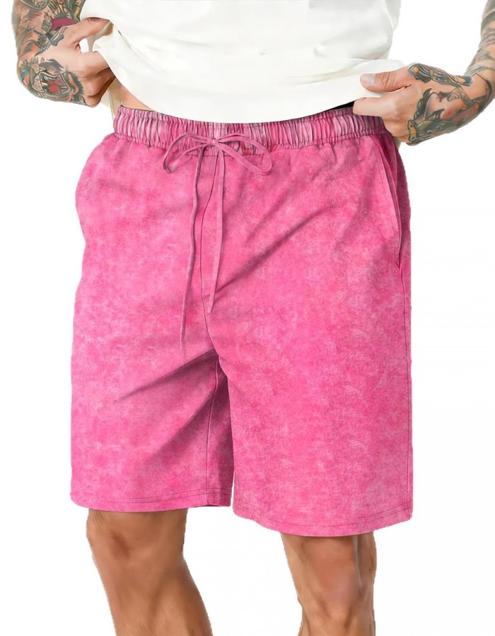 Mens Relaxed-fit Washed-and-distressed Casual Shorts