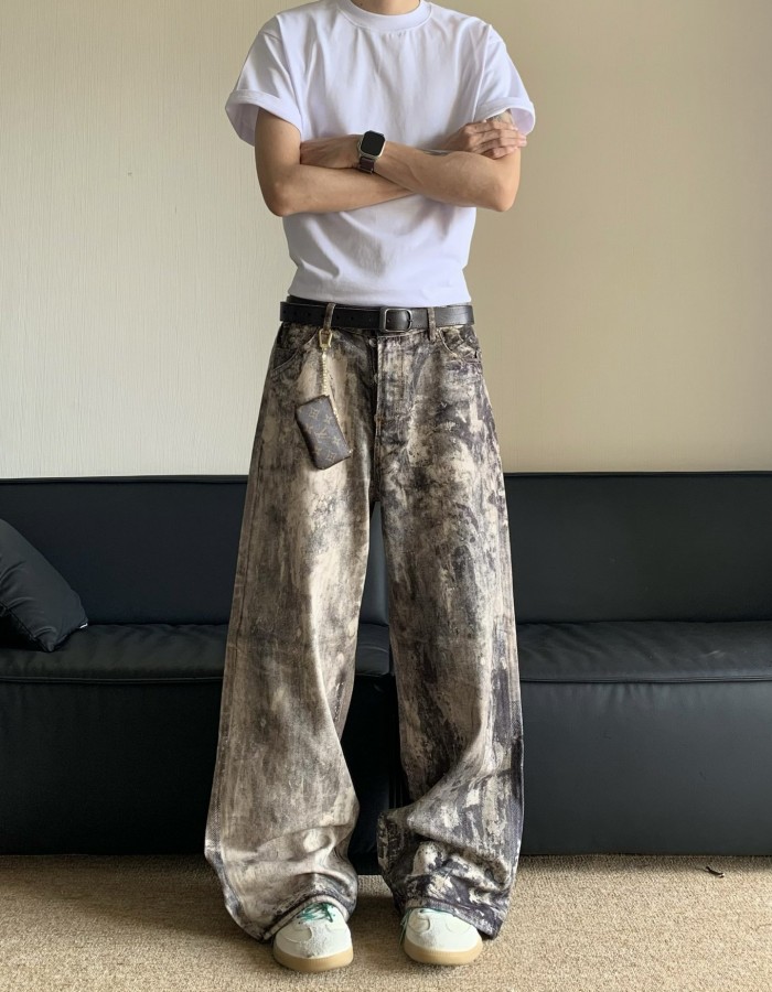 Spring And Summer New 3D Digital Camouflage Printed Denim Trousers For Men