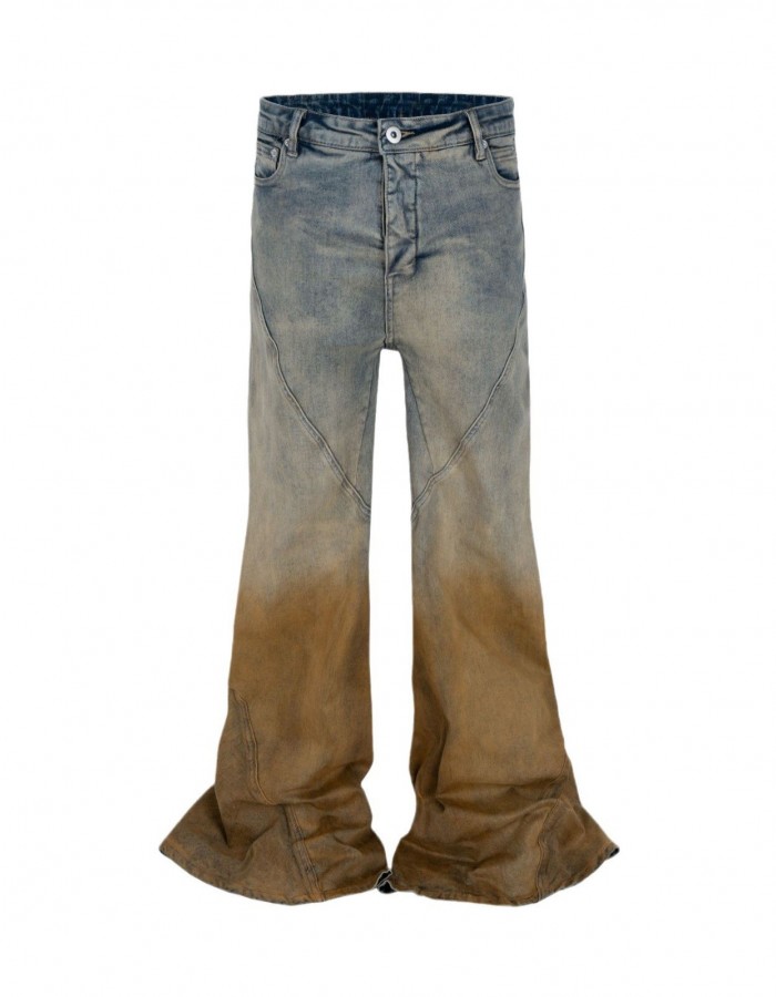 Men's Gradient Trousers Wide Leg Distressed Casual Jeans