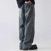 Mens Straight Leg Loose Fit Wide Leg Jeans