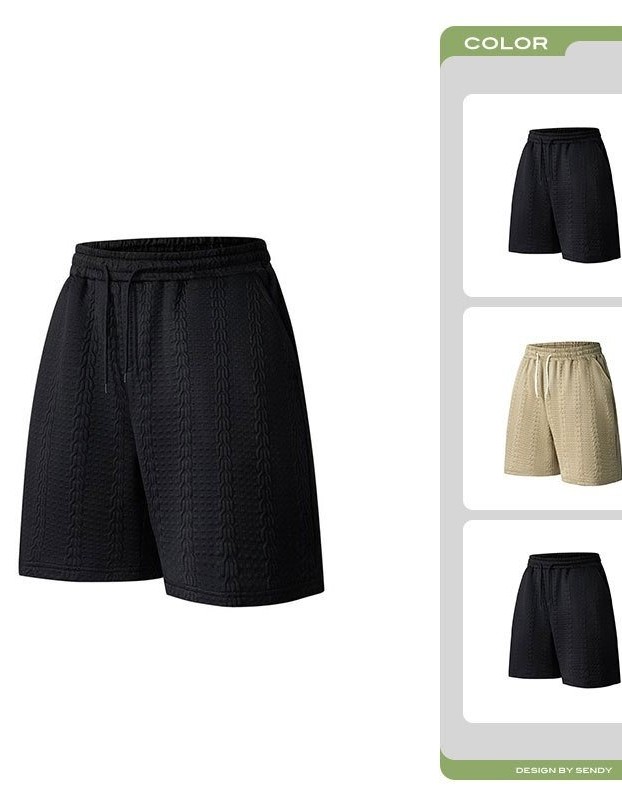 Solid-color Cable-knit Jacquard Casual Loose-fitting Versatile Shorts