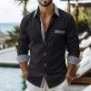 Men's Striped Double-Buckle Business Slim-Fit Casual Long-Sleeve