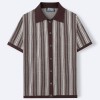 Men's Short-Sleeve Striped Knitted Cardigan Jacquard Polo Shirt