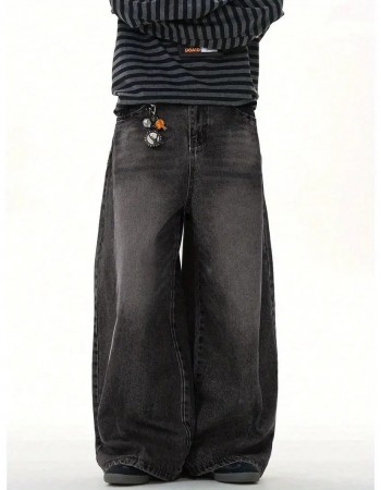 Mens High-Street Relaxed Premium-Looking Versatile Wide-Leg Pants