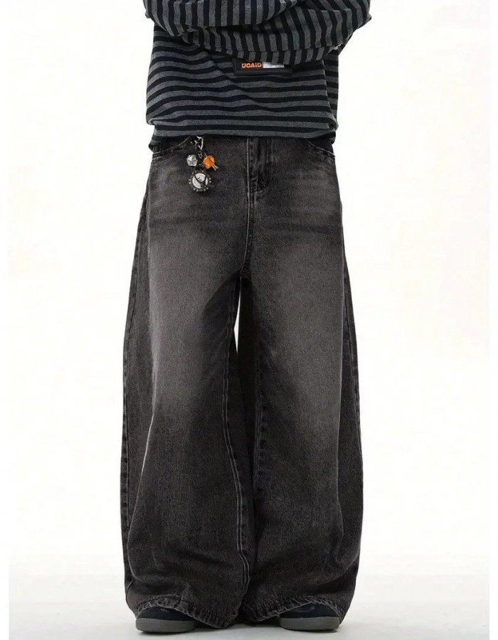 Mens High-Street Relaxed Premium-Looking Versatile Wide-Leg Pants