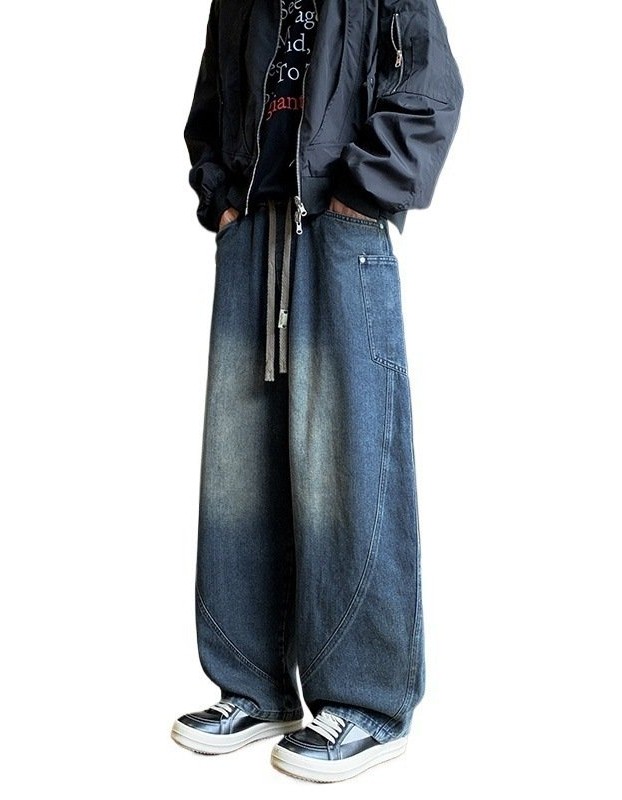 Flared Jeans Solid Color Plus Size Oversized Retro Version