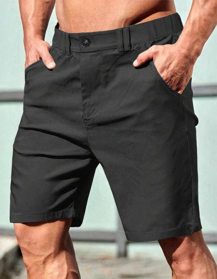 Men's British Style Suit Work Casual Straight Shorts