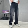 Fashion Pockets Jeans Men's Wide-leg Straight Trousers Versatile Casual Long Pants Streetwear Clothing