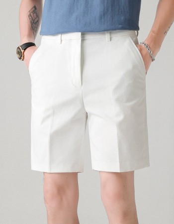 Men's Slim-fit Casual White Straight-leg Shorts