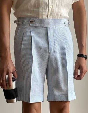 Men's Blue Striped Bubble Chino Trousers