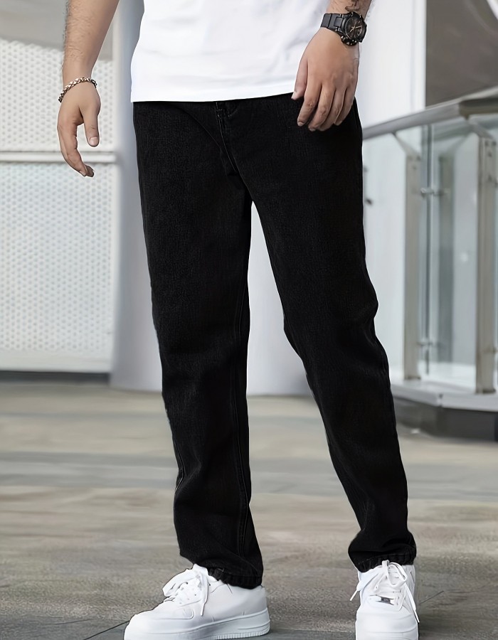 Men's Black Trend Simple All-matching Jeans Fashion Personality