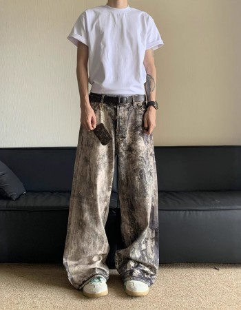 Spring And Summer New 3D Digital Camouflage Printed Denim Trousers For Men