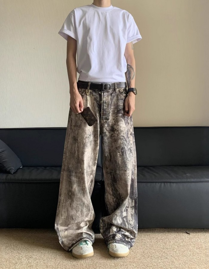 Spring And Summer New 3D Digital Camouflage Printed Denim Trousers For Men