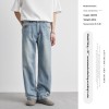 Light-wash Mens Ripped Straight-leg Jeans