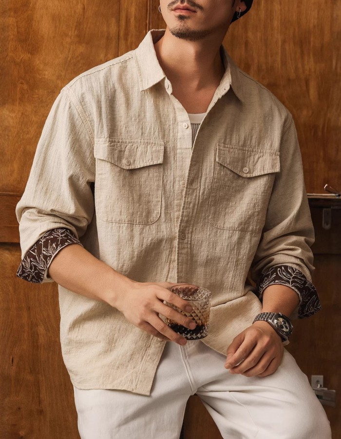 Old Money Style Vintage Linen Shirt