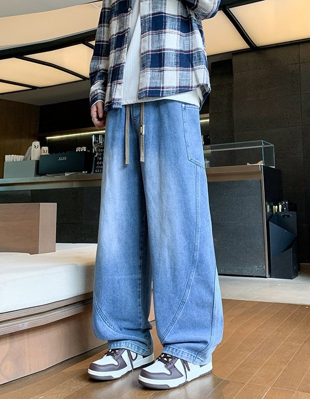 Flared Jeans Solid Color Plus Size Oversized Retro Version
