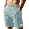 Solid-color Lace-up Loose-fit Straight-leg Mens Shorts For Summer