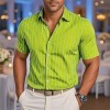 Men's Short-Sleeve Striped Printed Shirt