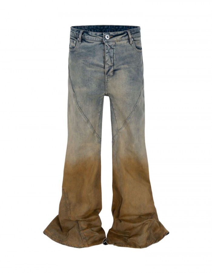 Men's Gradient Trousers Wide Leg Distressed Casual Jeans