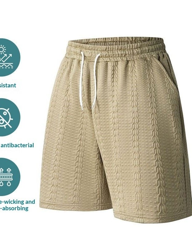 Solid-color Cable-knit Jacquard Casual Loose-fitting Versatile Shorts
