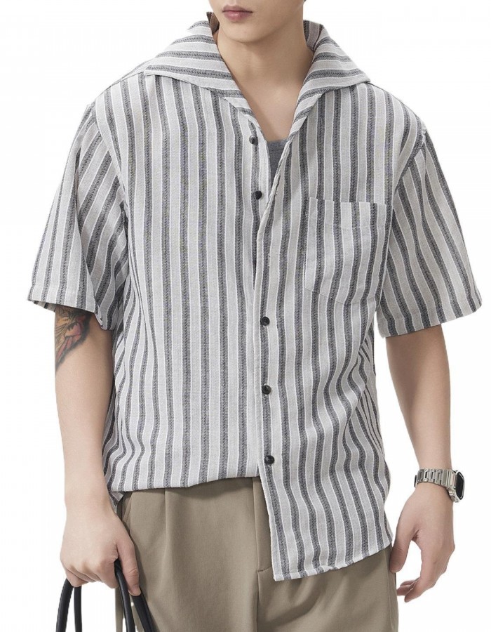 Men's Short-Sleeve American-Style Trendy Loose Shirt