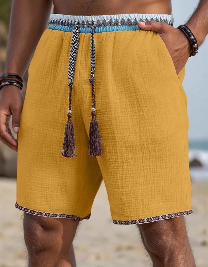 Loose-fitting Breathable Beach Pants With A Trendy Ethnic-style Drawstring Design