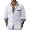 Men's Striped Double-Buckle Business Slim-Fit Casual Long-Sleeve