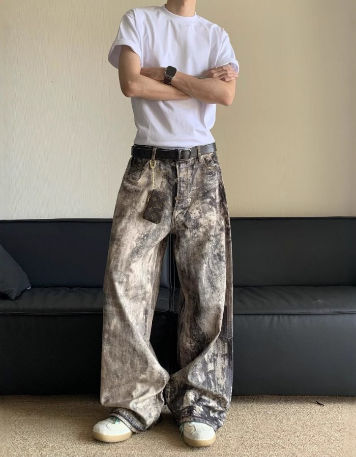 Spring And Summer New 3D Digital Camouflage Printed Denim Trousers For Men