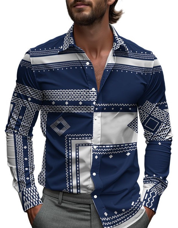 Men's Printed Long-Sleeve Shirt