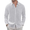 Thin Lapel-collar Linen Long-sleeve Shirt With Pockets