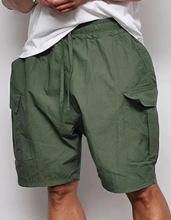 Casual Men's Loose Big Pocket Cargo Green Shorts