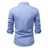 Mens Long-Sleeve Solid-Color Casual Breathable Shirt