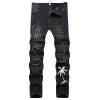 Men's Motorcycle Zipper-Decorated Jeans Slim Fit Ripped