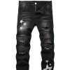 Men's Motorcycle Zipper-Decorated Jeans Slim Fit Ripped