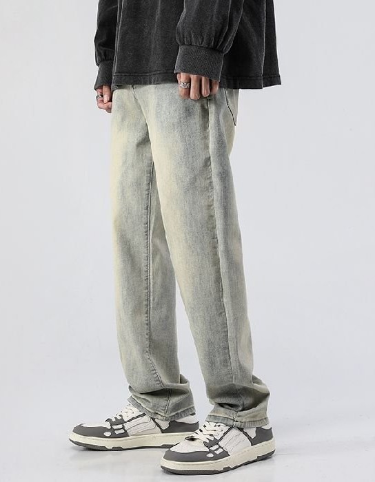 Men's Trendy Washed And Distressed Slim Straight Pants
