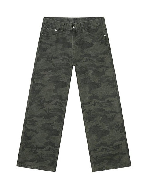 Camouflage Basic Style Straight Washed Jeans