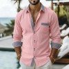 Men's Striped Double-Buckle Business Slim-Fit Casual Long-Sleeve